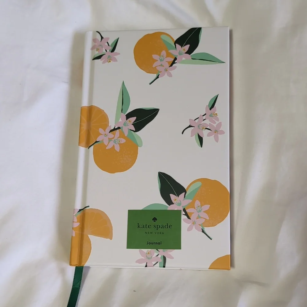 Kate Spade Orange Toss Hardback Journal White & Orange Floral And Orange Pattern
